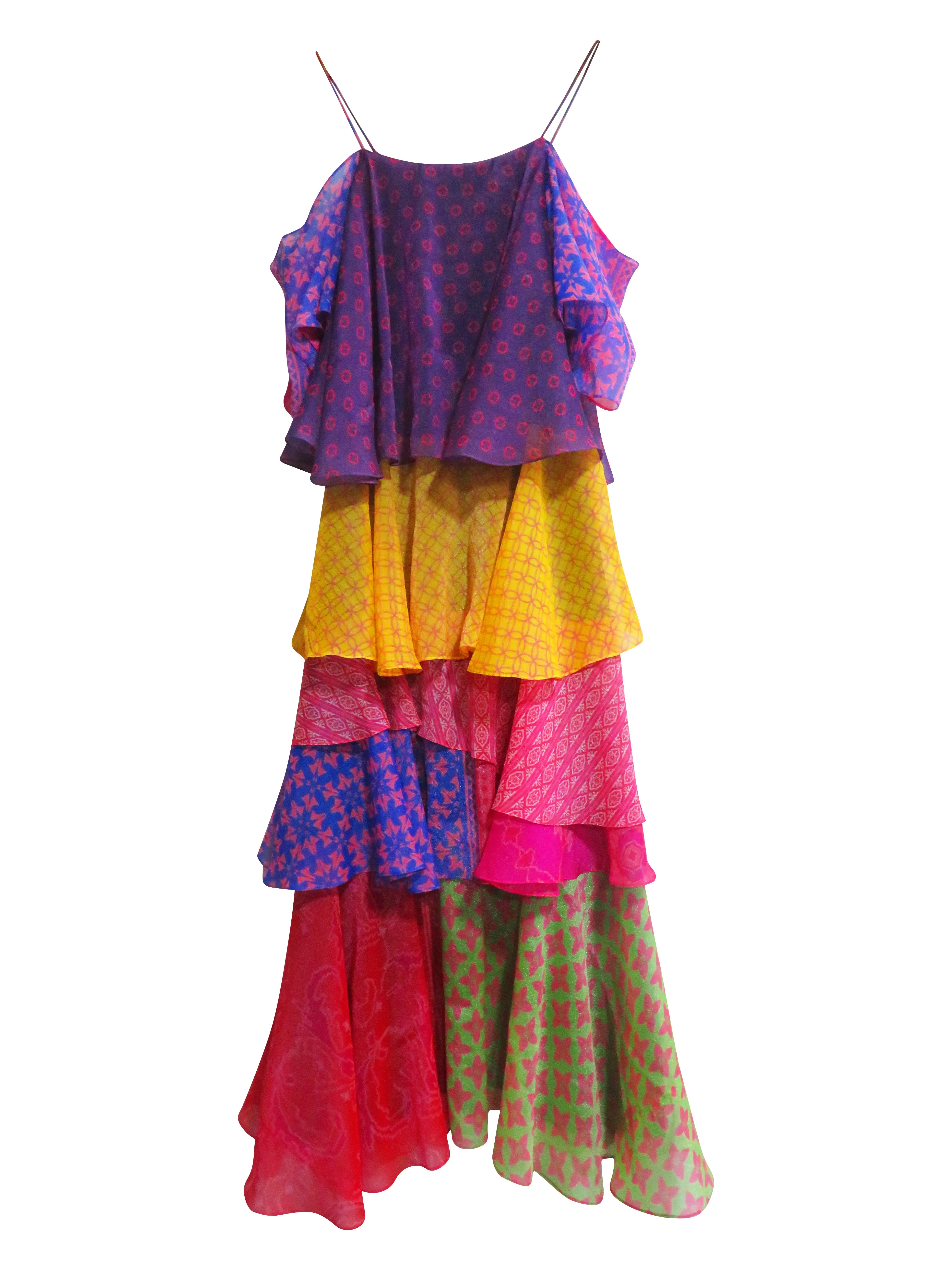 Metallic Silk Floral Multi Printed Gown