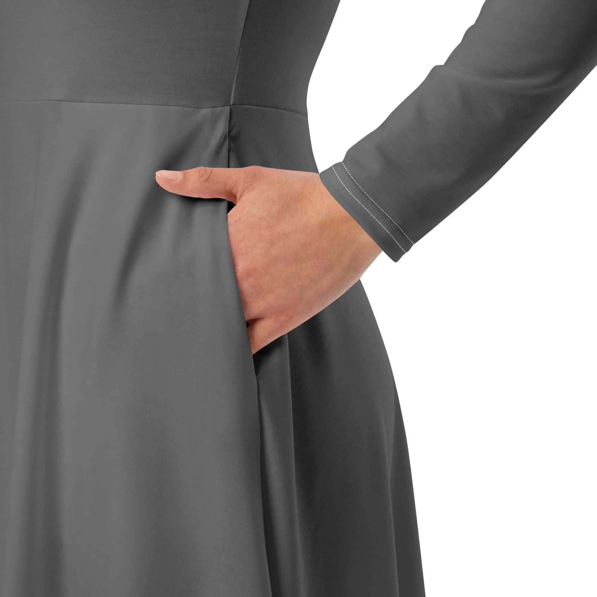 Midi Dress Long Sleeve Colour Grey (Glamourange Colour Midi Dress Long Sleeve for Women)