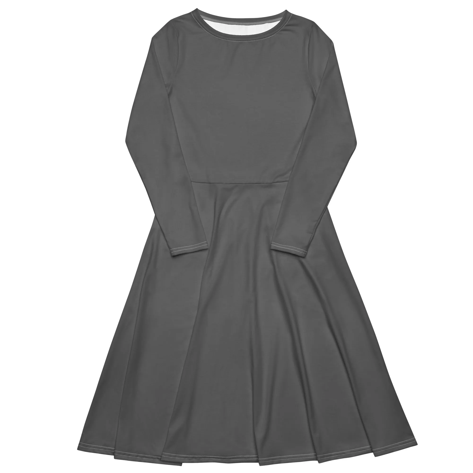 Midi Dress Long Sleeve Colour Grey (Glamourange Colour Midi Dress Long Sleeve for Women)