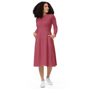 Midi Dress Long Sleeve Colour Hippie Pink (Glamourange Colour Midi Dress Long Sleeve for Women)