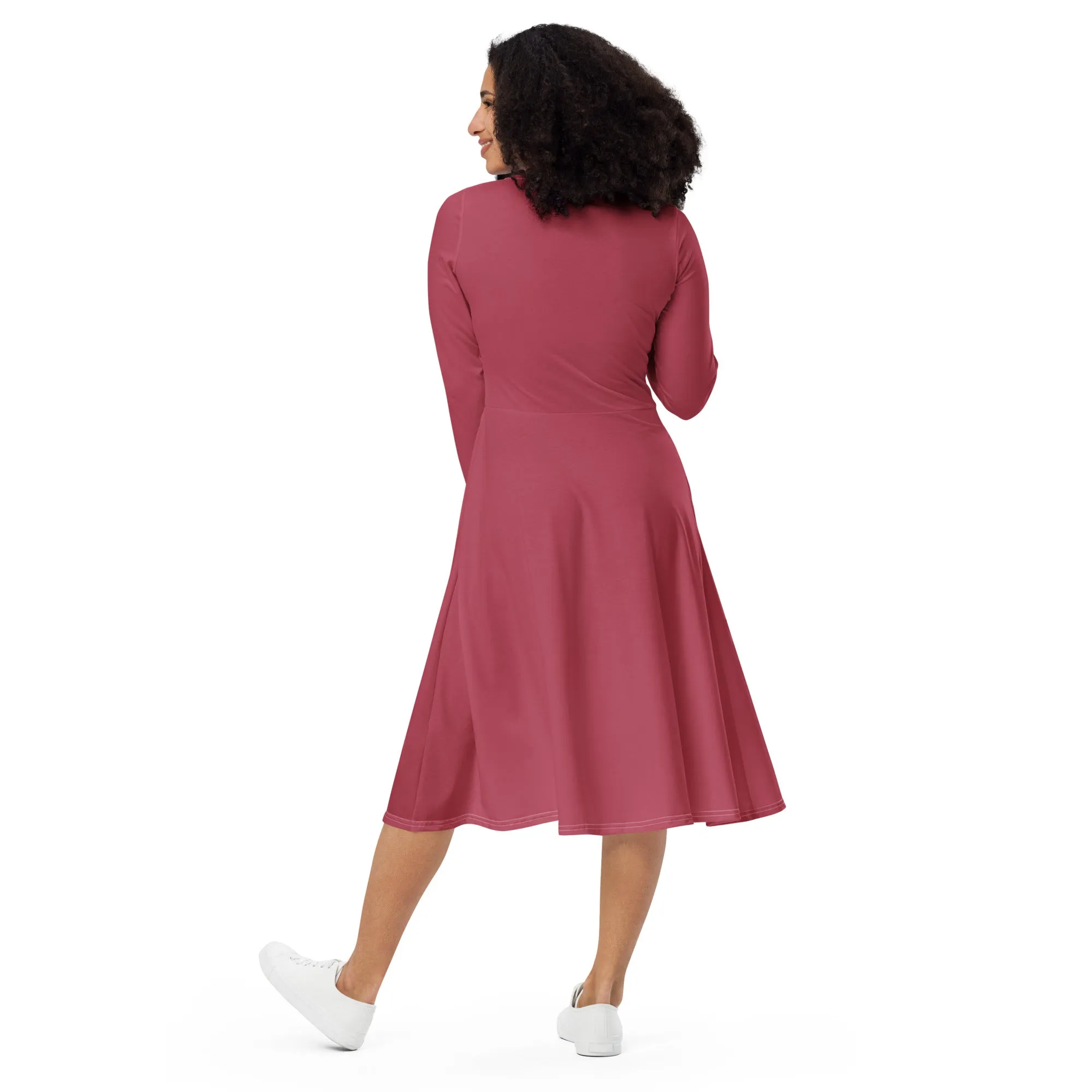 Midi Dress Long Sleeve Colour Hippie Pink (Glamourange Colour Midi Dress Long Sleeve for Women)