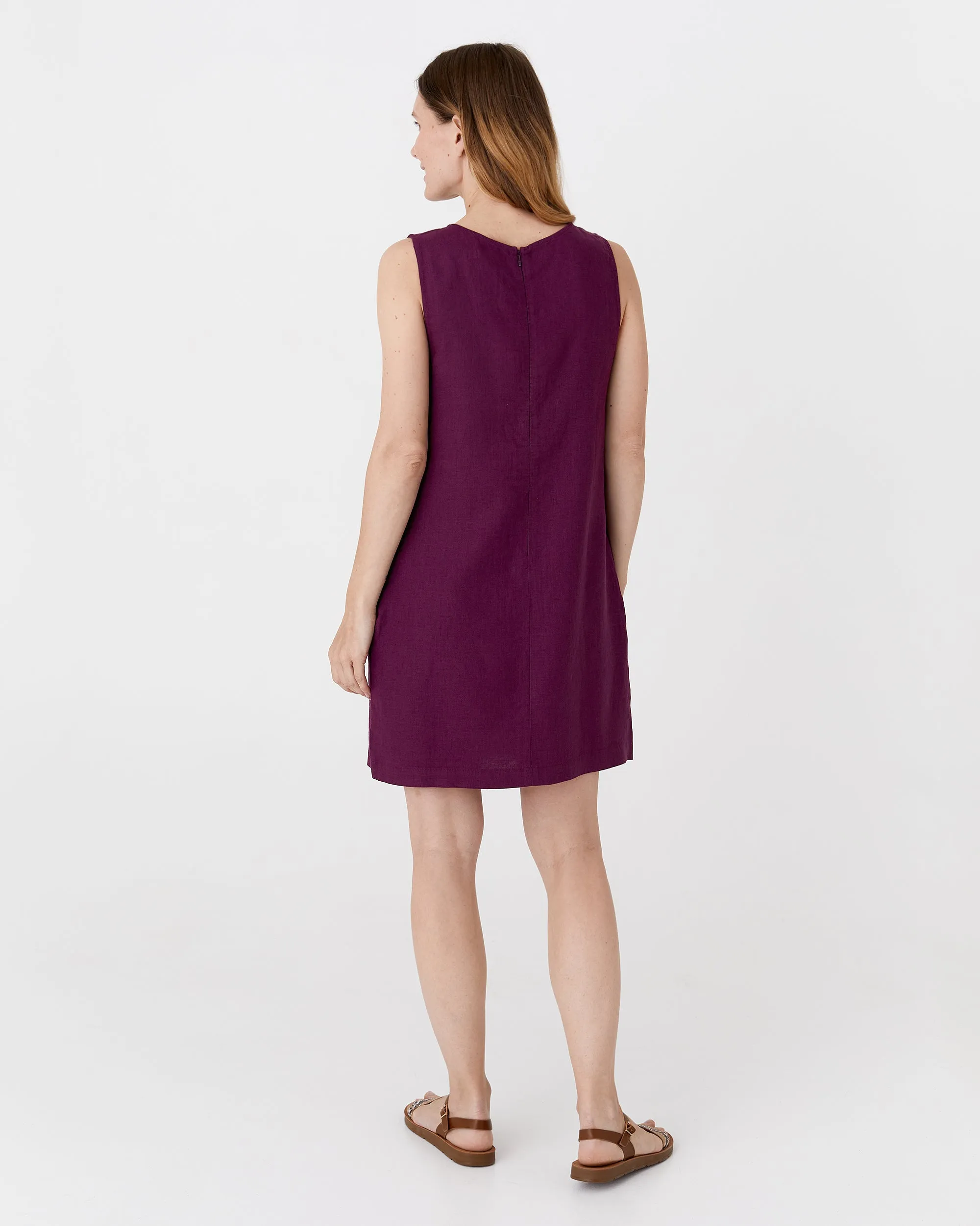 Midi linen dress MANHATTAN in Royal purple