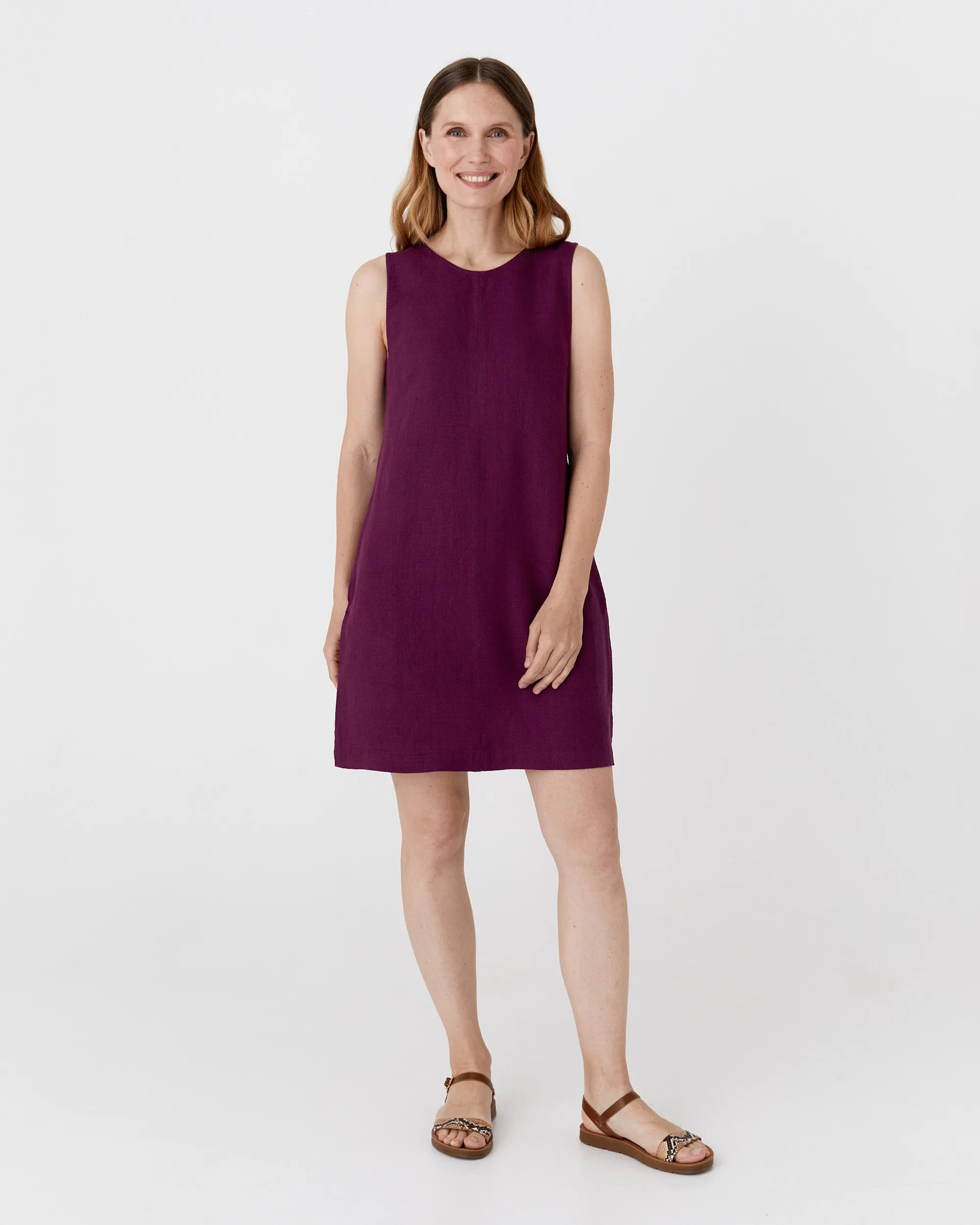 Midi linen dress MANHATTAN in Royal purple