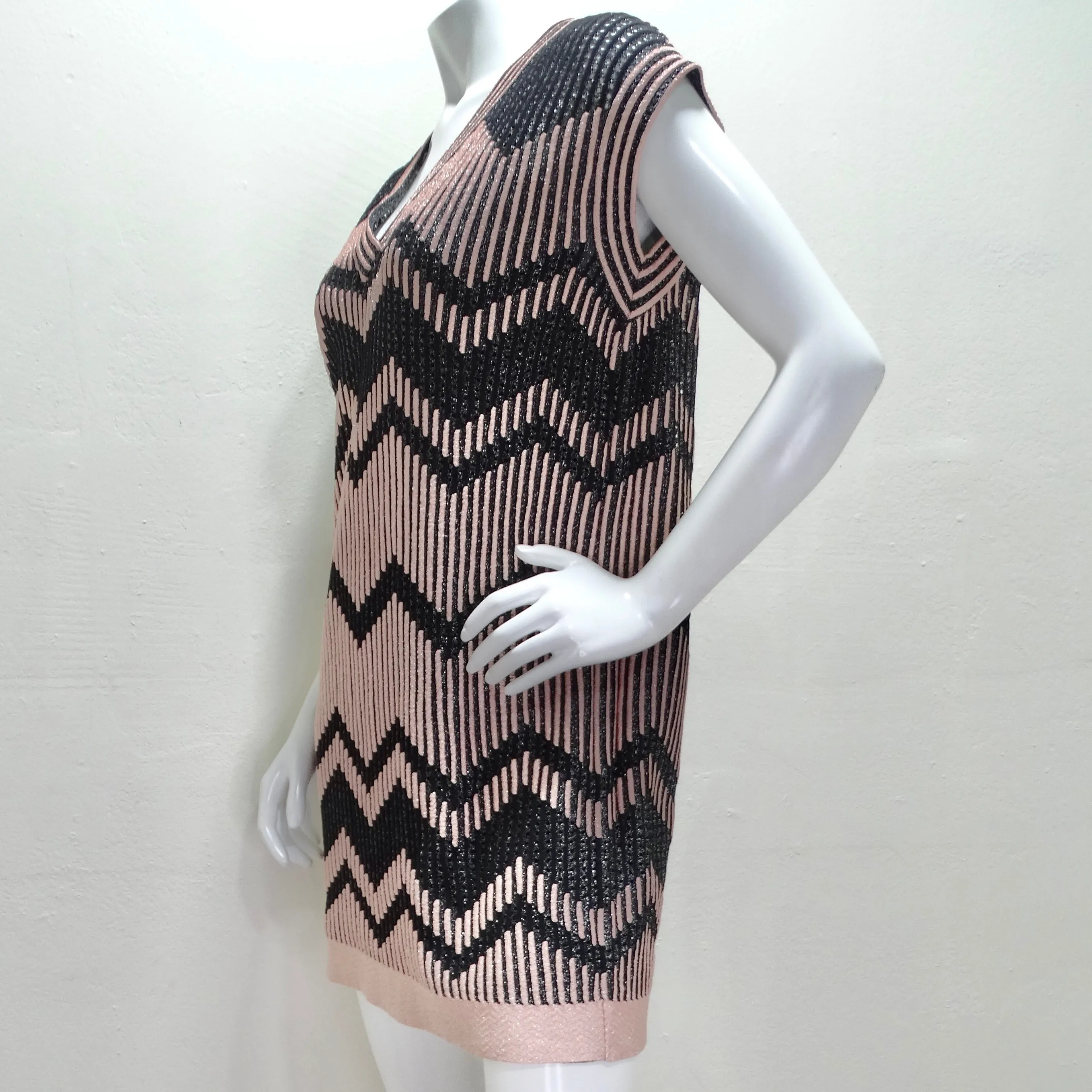 Missoni Pink & Black Sleeveless Knit Mini Dress