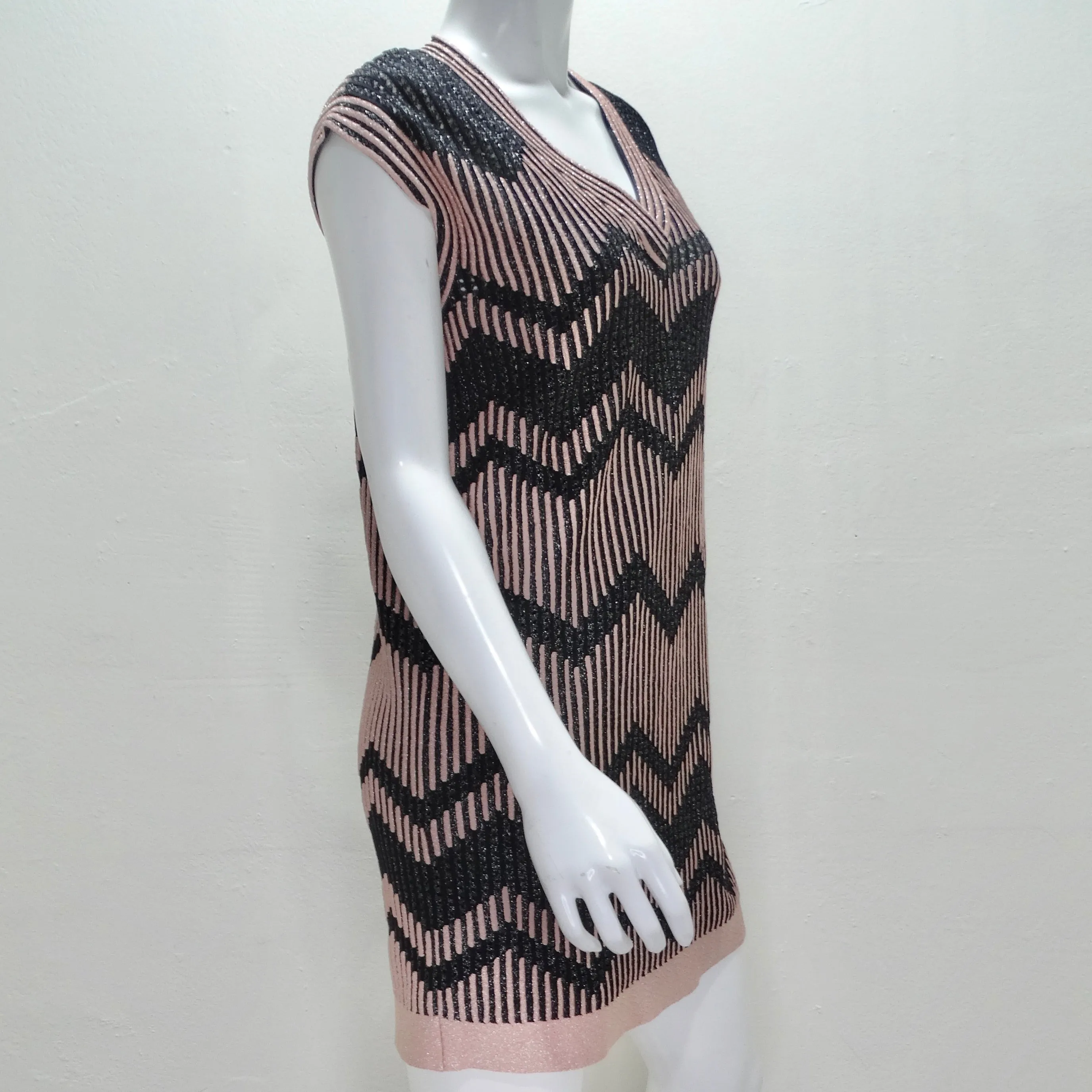 Missoni Pink & Black Sleeveless Knit Mini Dress