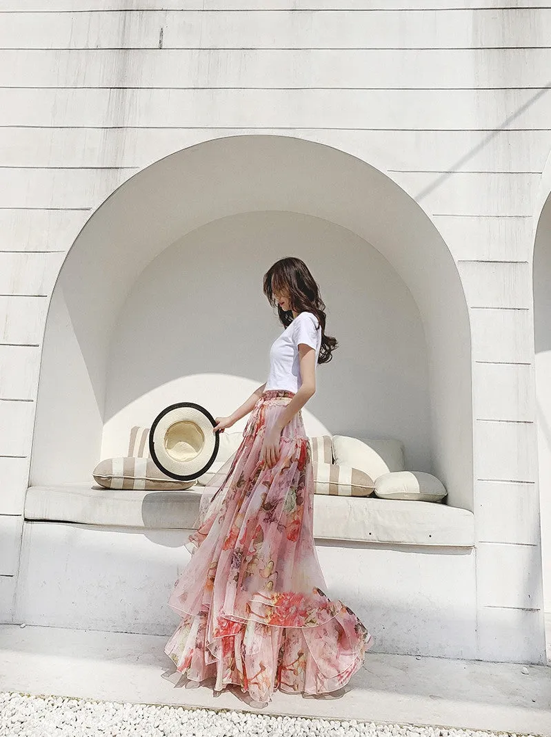 New Chiffon Print Swing Multifunction Skirt & Dress