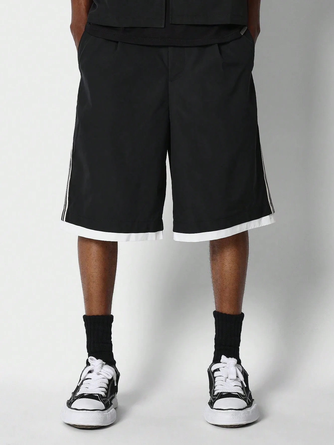Nylon Bermuda Short With Side Stripes