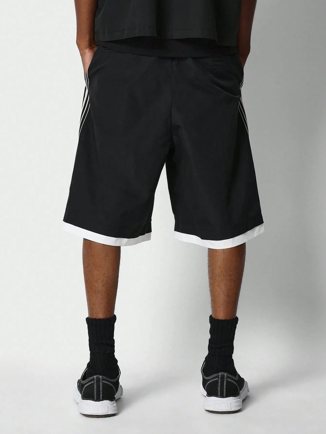 Nylon Bermuda Short With Side Stripes