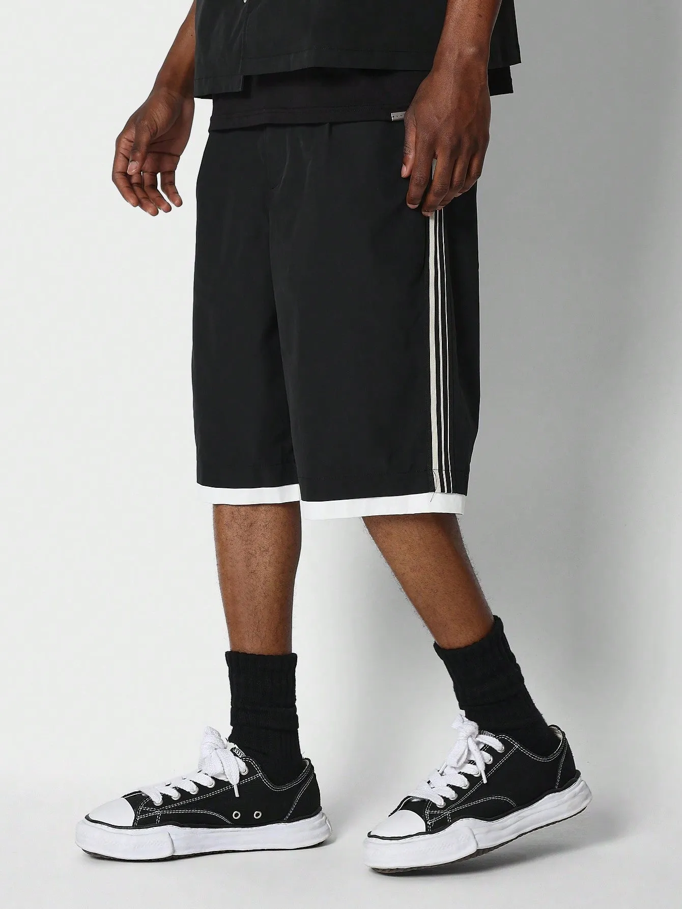 Nylon Bermuda Short With Side Stripes