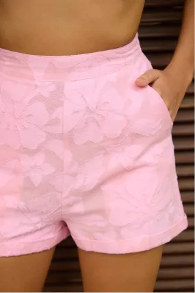 Pink Self Design Shorts