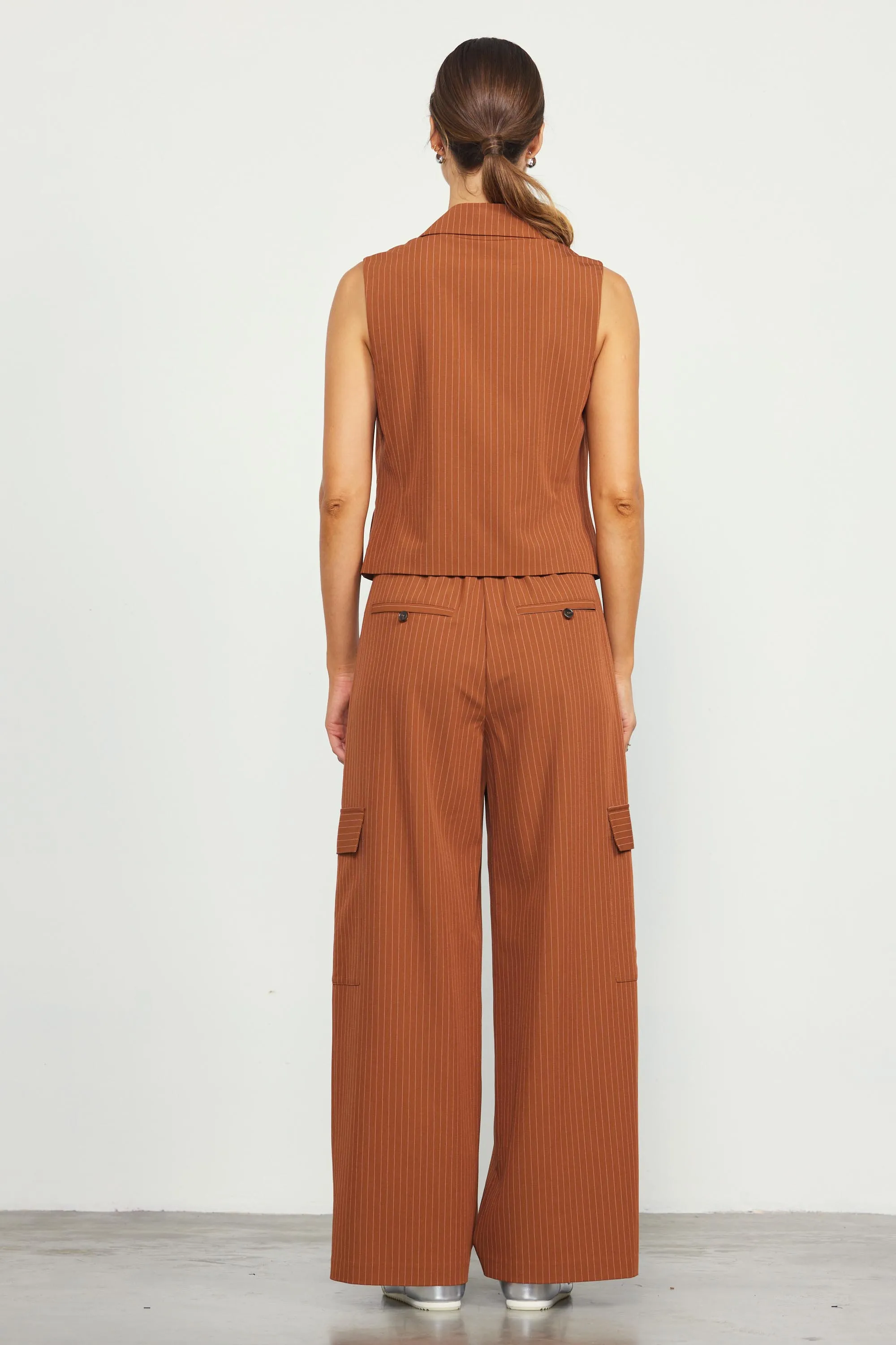 Pinstriped Cargo Wide Leg Pants