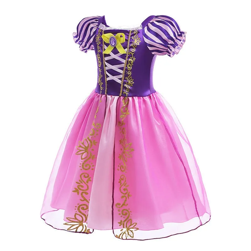 Princess Rapunzel Inspired Short Sleeve Dress for Girls
