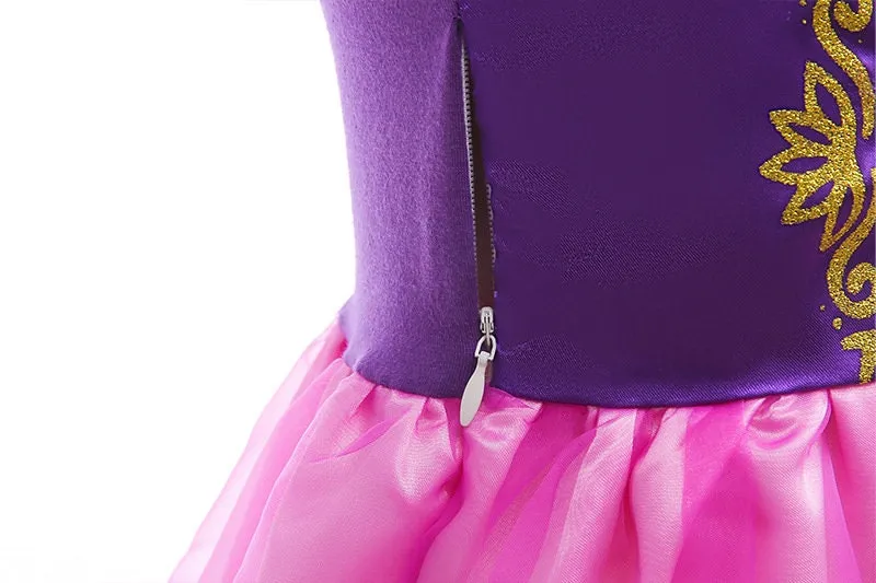 Princess Rapunzel Inspired Short Sleeve Dress for Girls