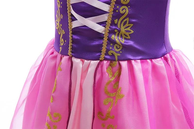 Princess Rapunzel Inspired Short Sleeve Dress for Girls
