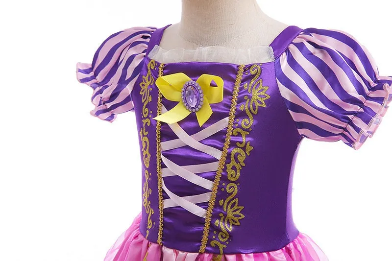 Princess Rapunzel Inspired Short Sleeve Dress for Girls