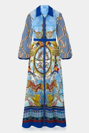 Printed Blue And White Dress