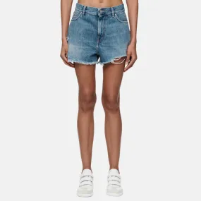 Purple Brand Women's Mid Indigo Vintage Cut Off Shorts