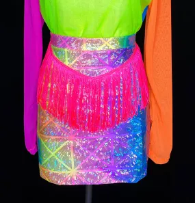 Rainbow Disco Cowboy Fringe Skirt