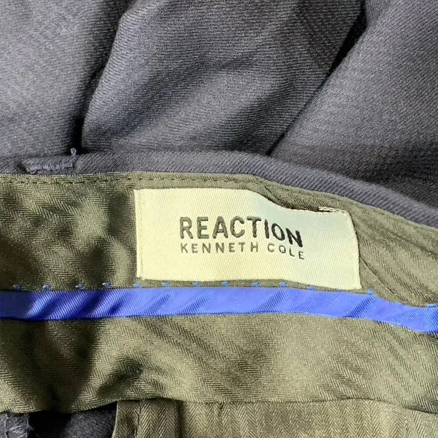 REACTION KENNETH COLE Men's Navy Techni-Cole Slim-Fit Flat Front Pants SZ 35X32