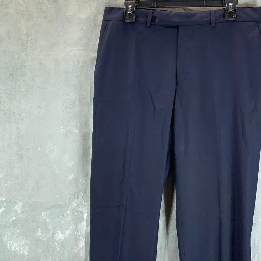 REACTION KENNETH COLE Men's Navy Techni-Cole Slim-Fit Flat Front Pants SZ 35X32