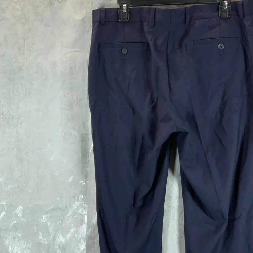 REACTION KENNETH COLE Men's Navy Techni-Cole Slim-Fit Flat Front Pants SZ 35X32