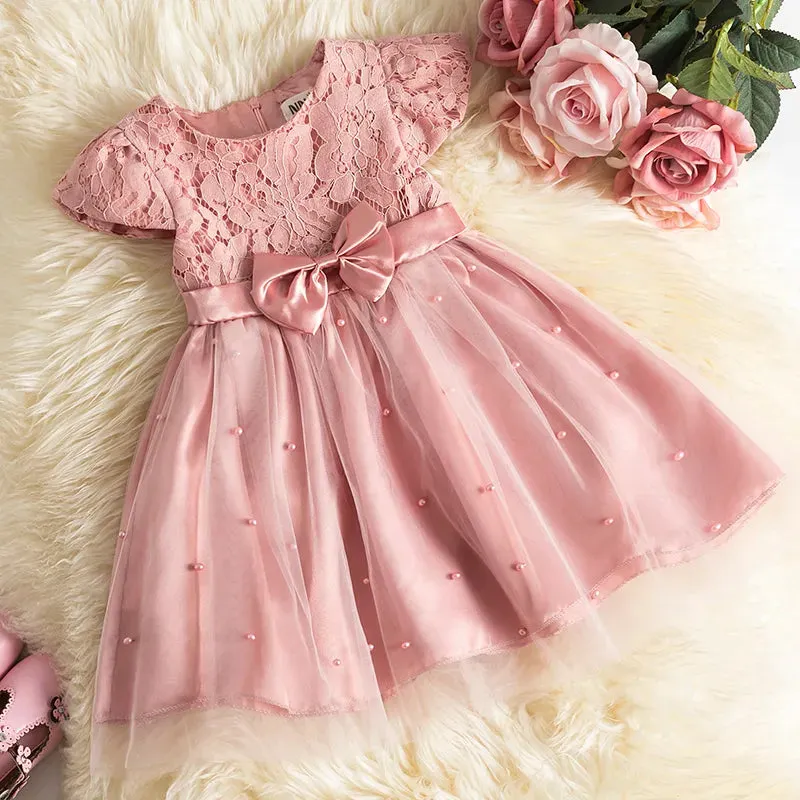 Red Embroidery Party Dress for Toddler Girl