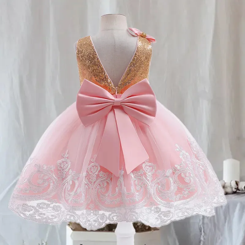 Red Embroidery Party Dress for Toddler Girl
