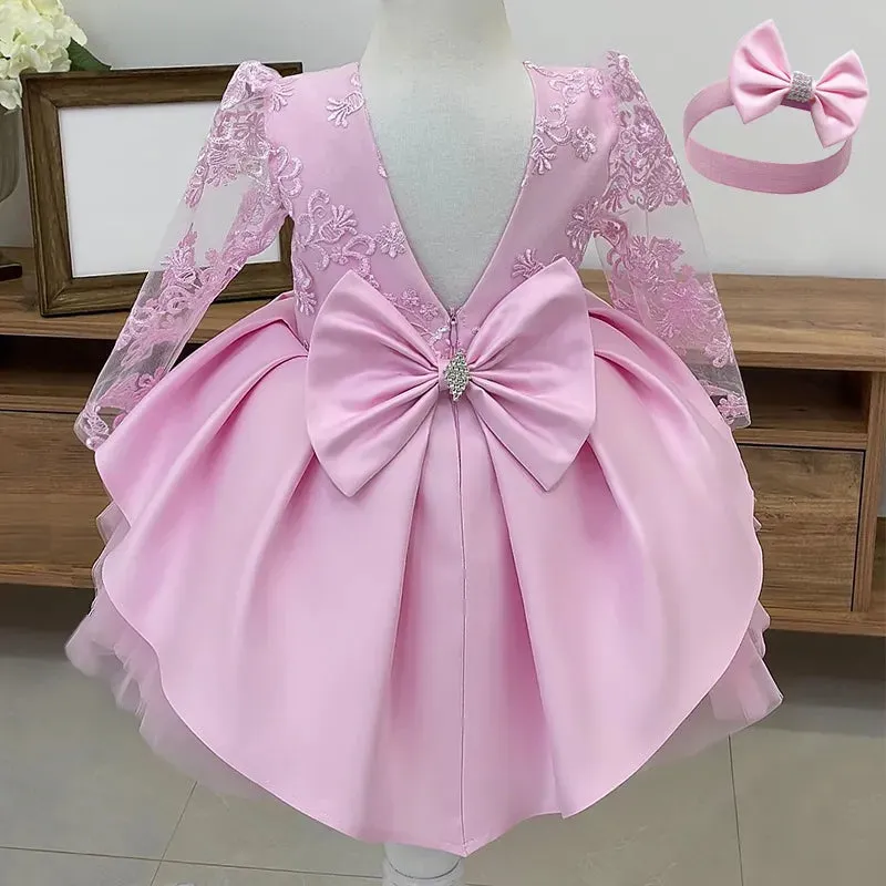 Red Embroidery Party Dress for Toddler Girl