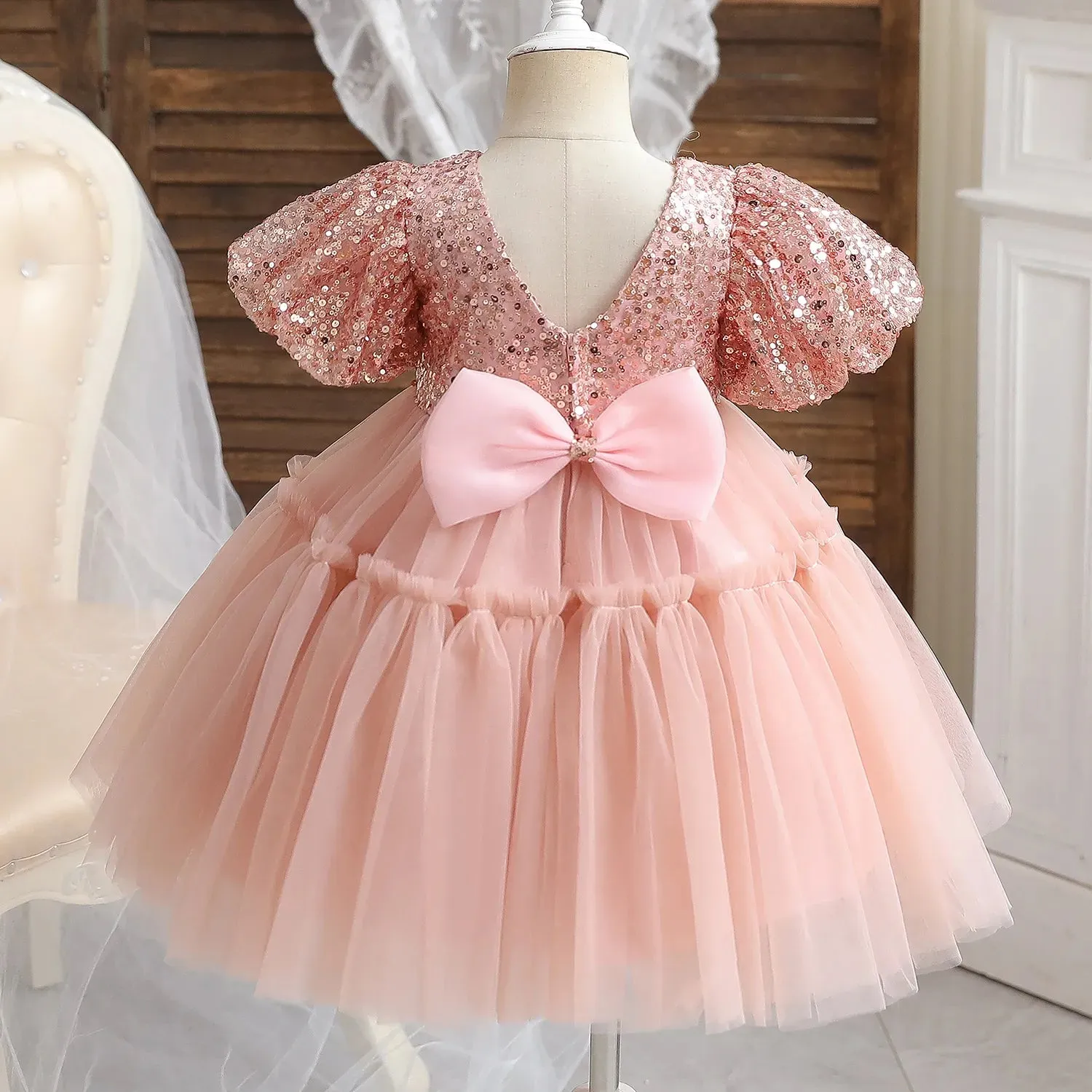 Red Embroidery Party Dress for Toddler Girl