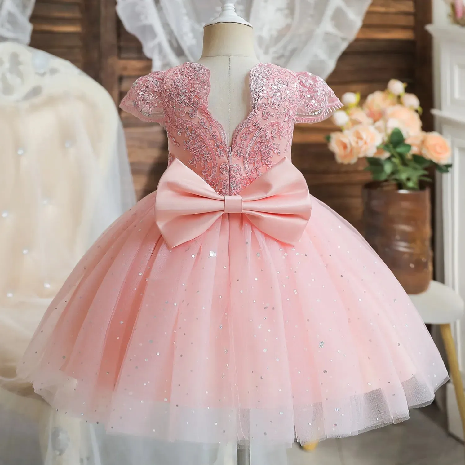 Red Embroidery Party Dress for Toddler Girl