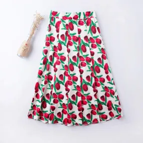 Red Tulip A-Line Skirt