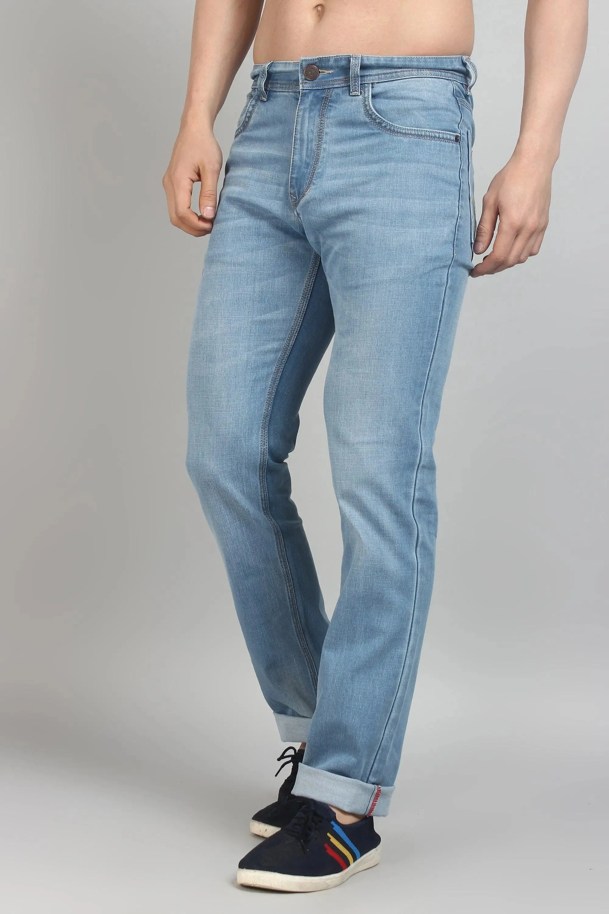 Relaxed Fit Light Blue Premium Denim Jeans For men