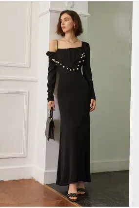 Retro long-sleeved sling dress- Mola