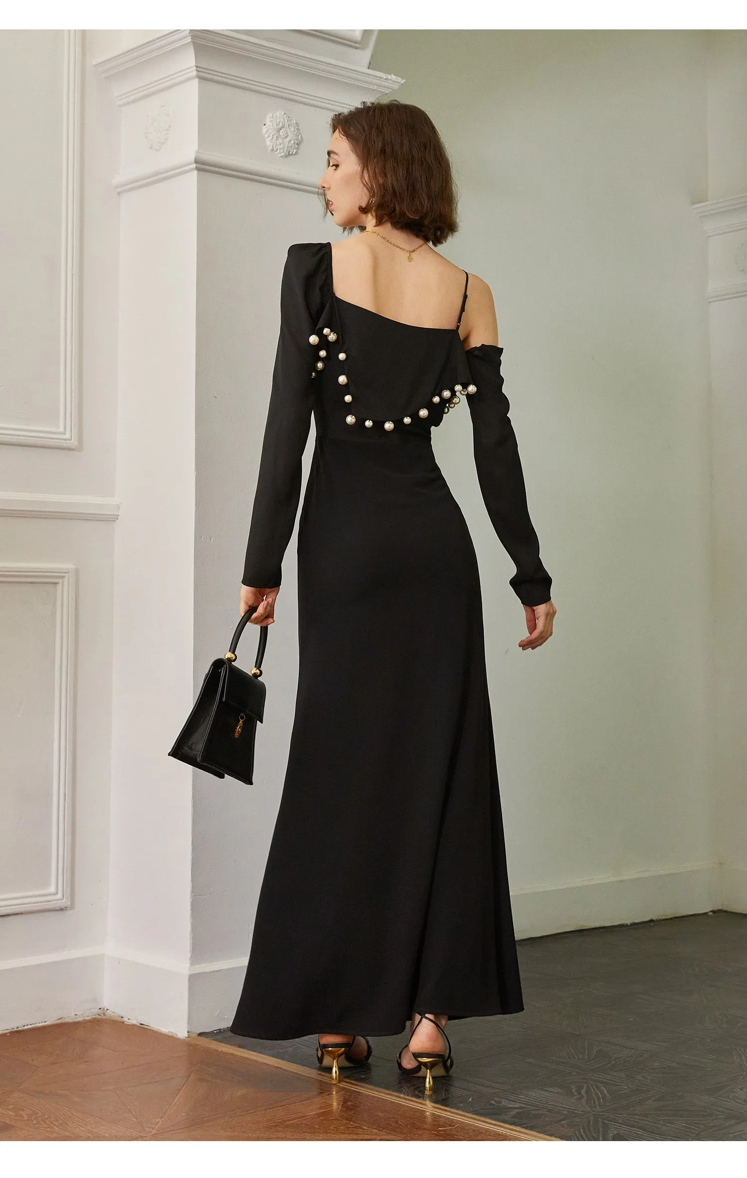 Retro long-sleeved sling dress- Mola