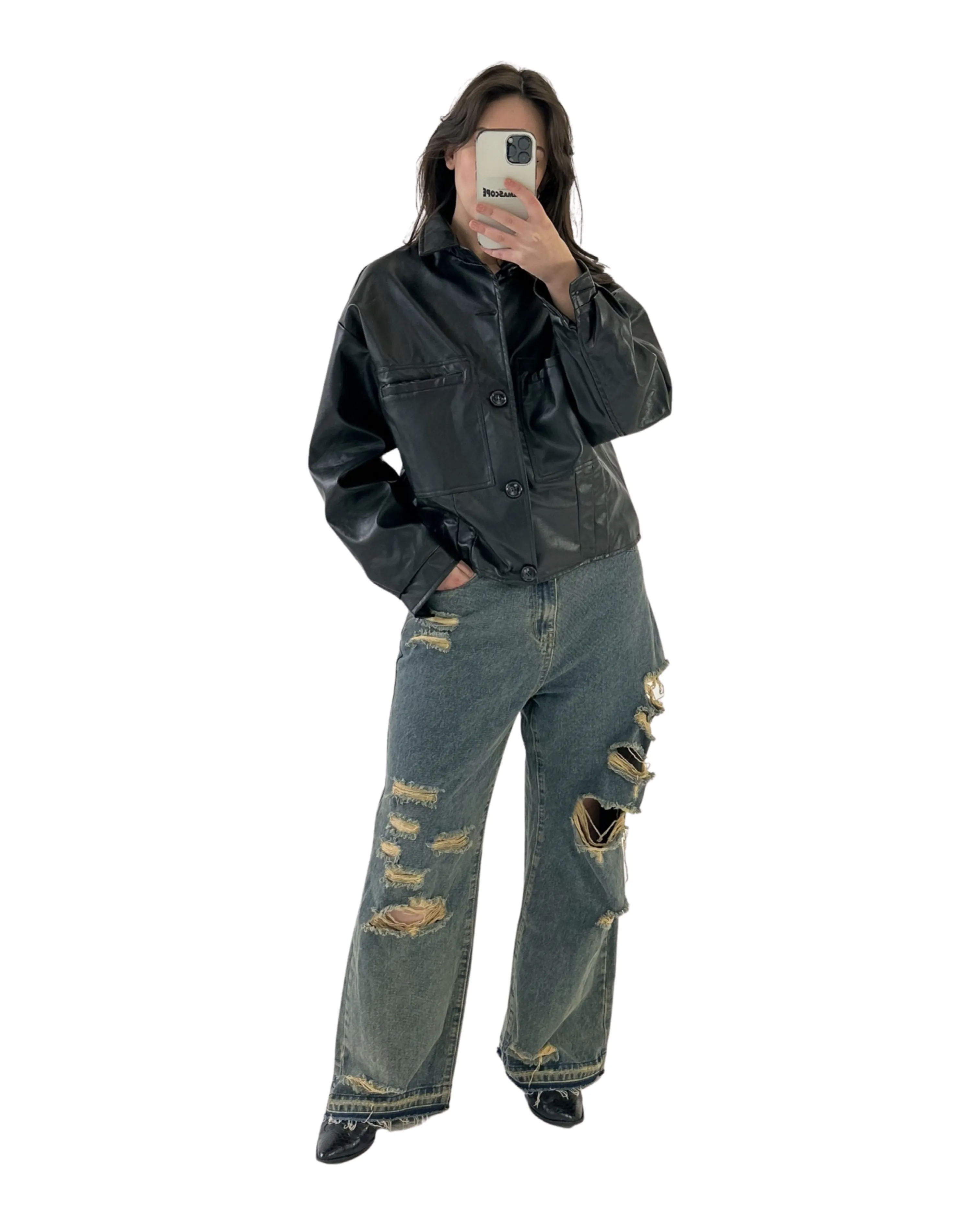 RIPPED BIKE JEANS