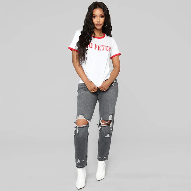 Ripped High Waist Skinny Pencil Denim Pants - GlamzLife
