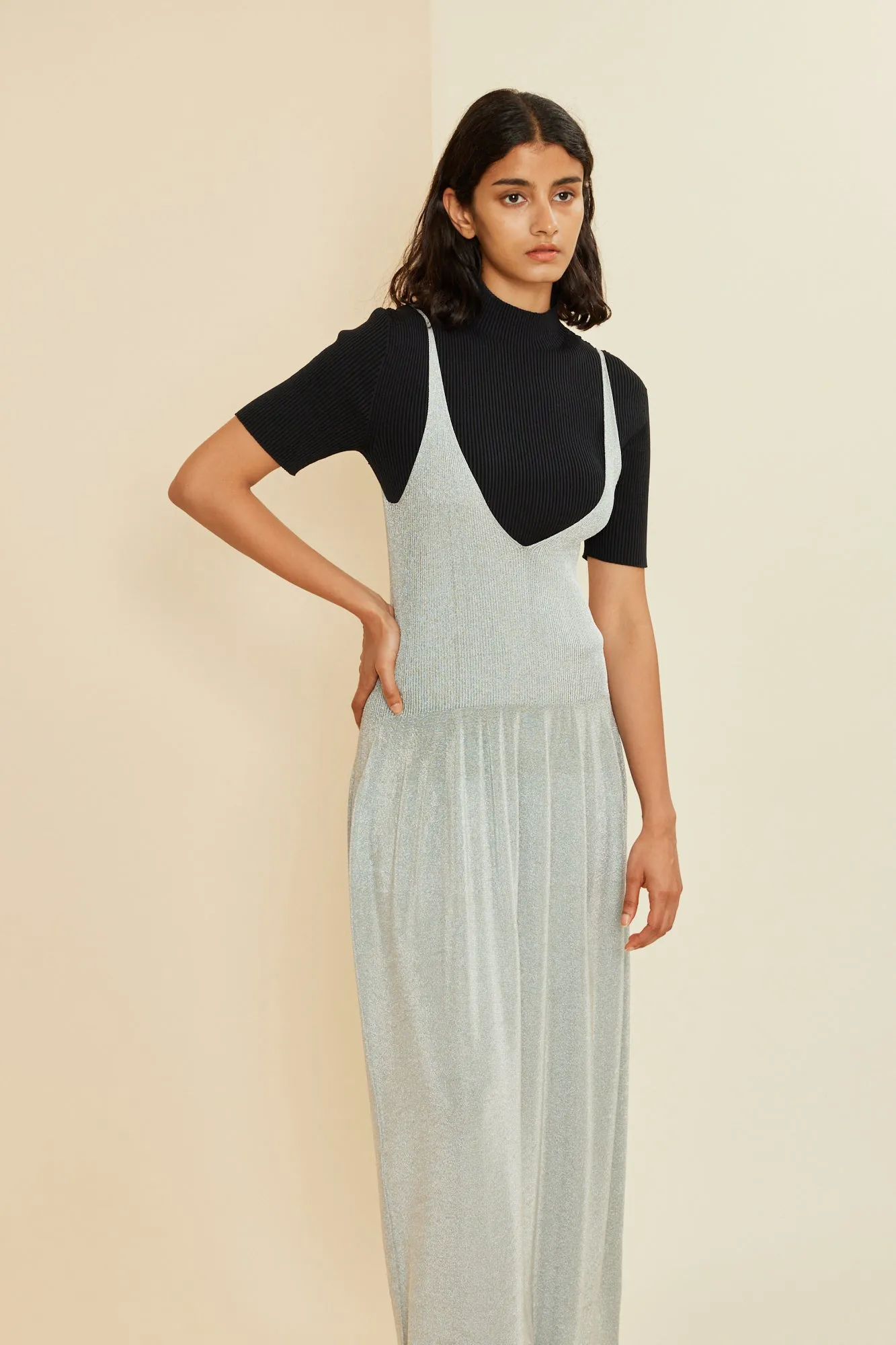 RIVULET METAL SLEEVELESS DRESS