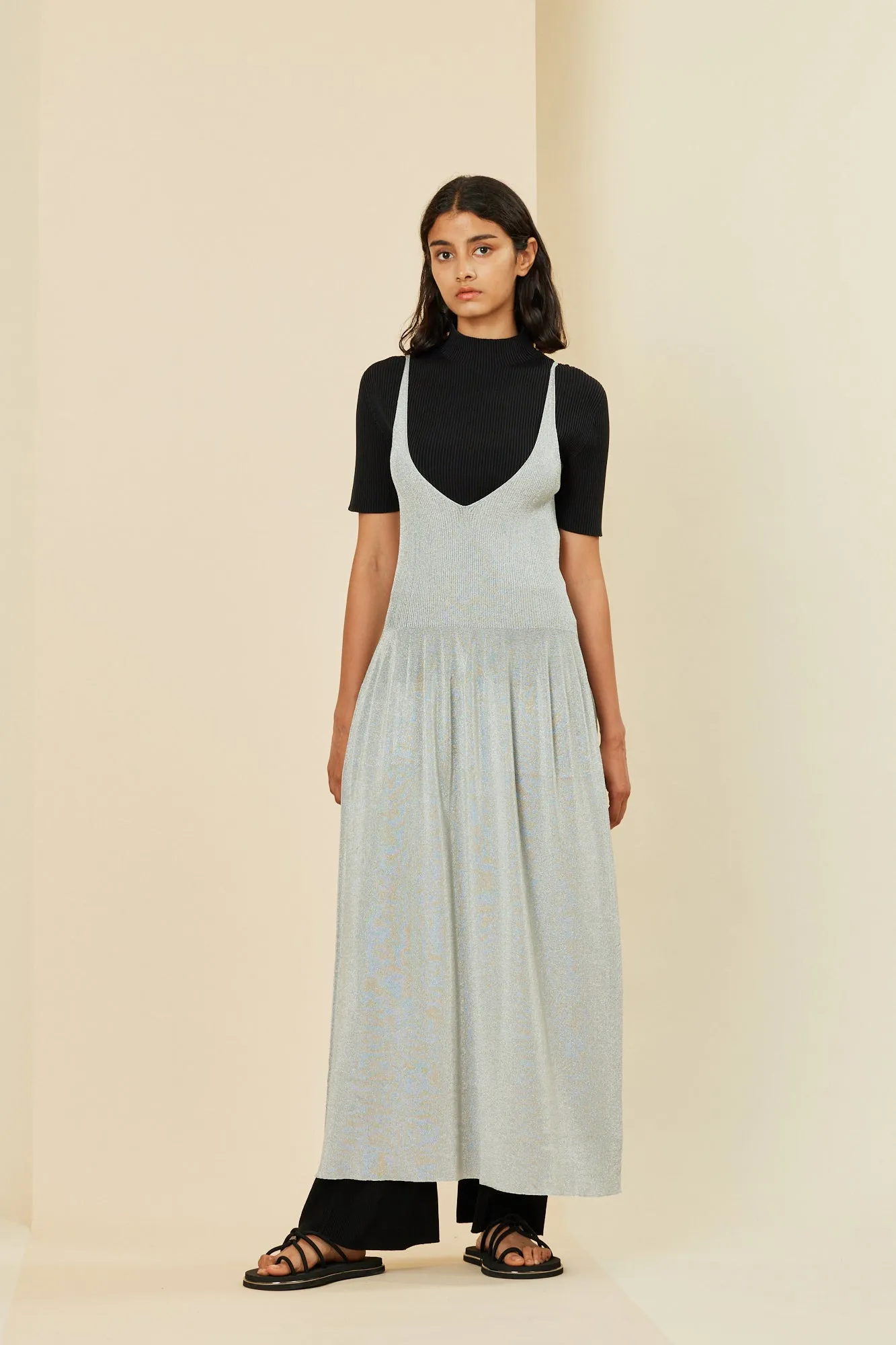 RIVULET METAL SLEEVELESS DRESS
