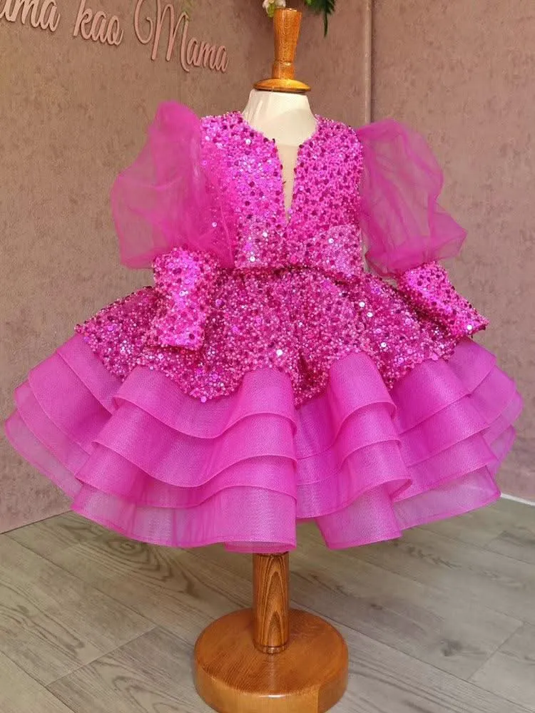 Rose red dress children's costume