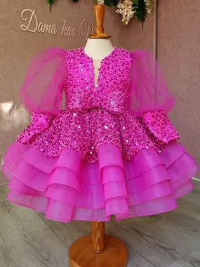 Rose red dress children's costume