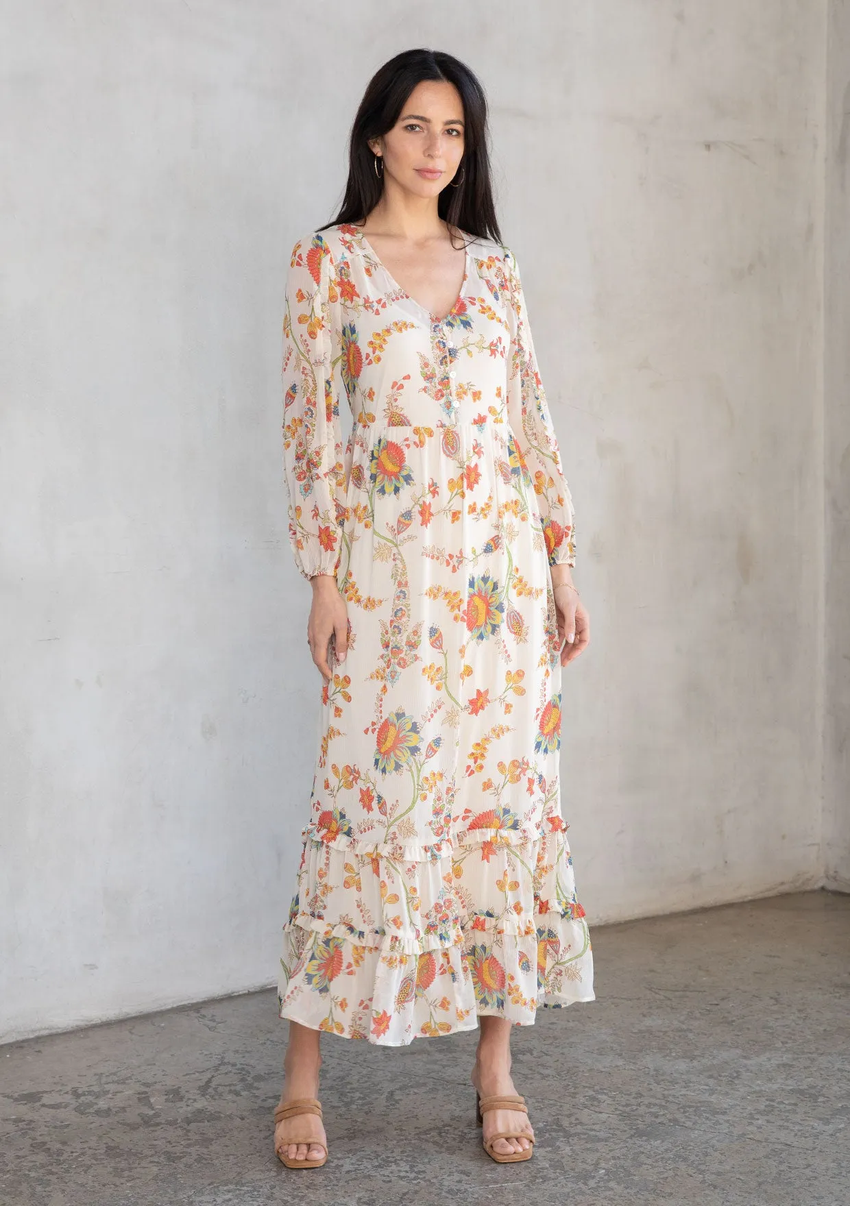 Ruffled Tiered Floral Maxi Dress