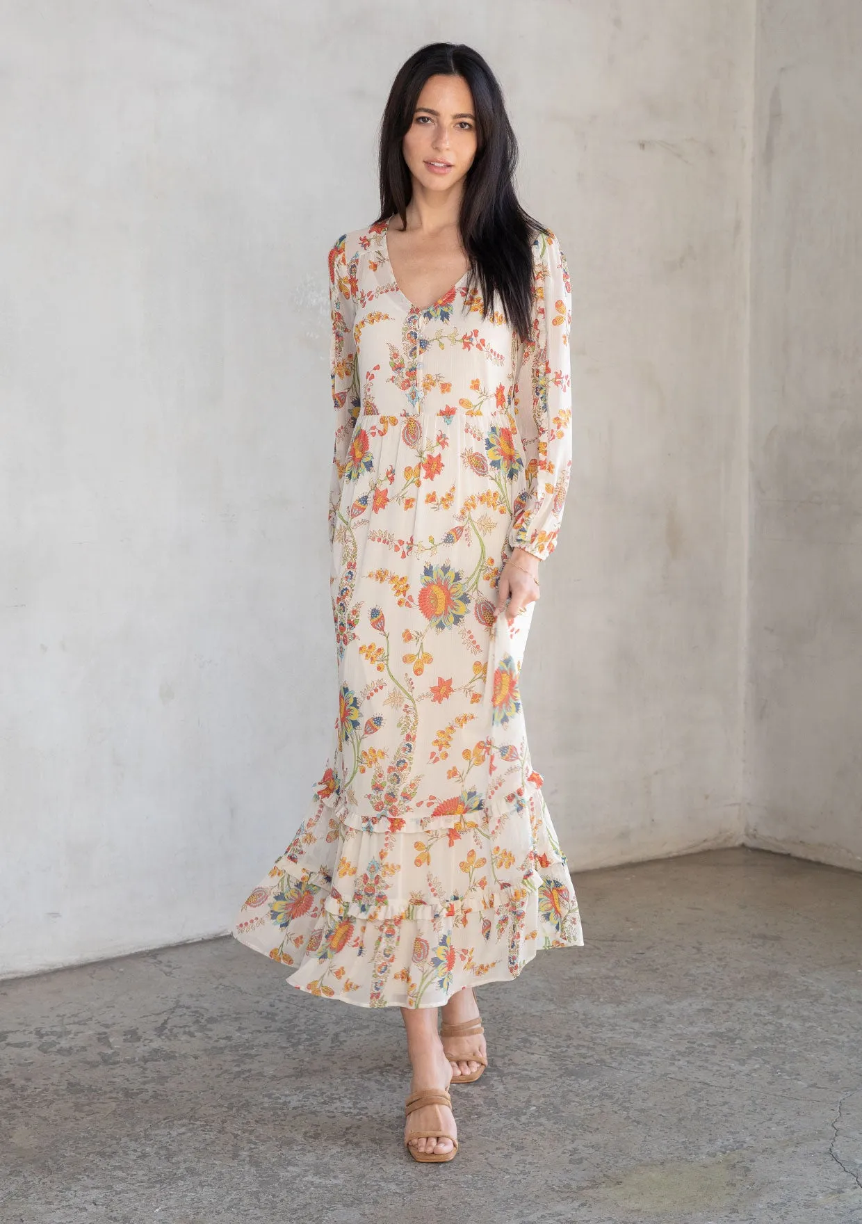 Ruffled Tiered Floral Maxi Dress