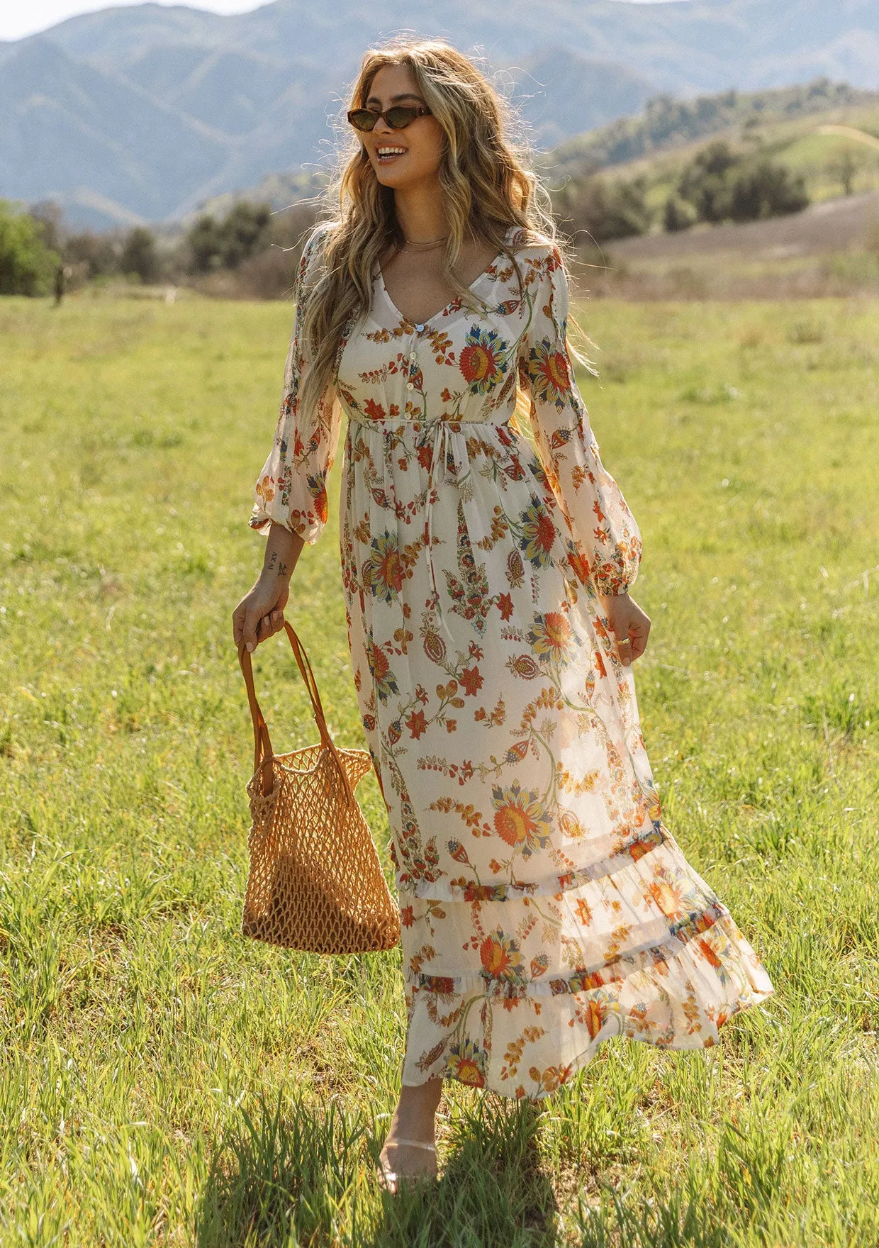 Ruffled Tiered Floral Maxi Dress