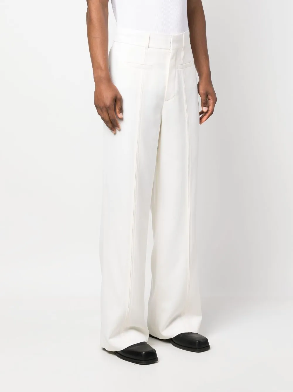 seam-detailing straight-leg trousers