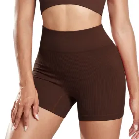 Seamless Ribbed Yoga Shorts For Women High Waisted Biker Tights