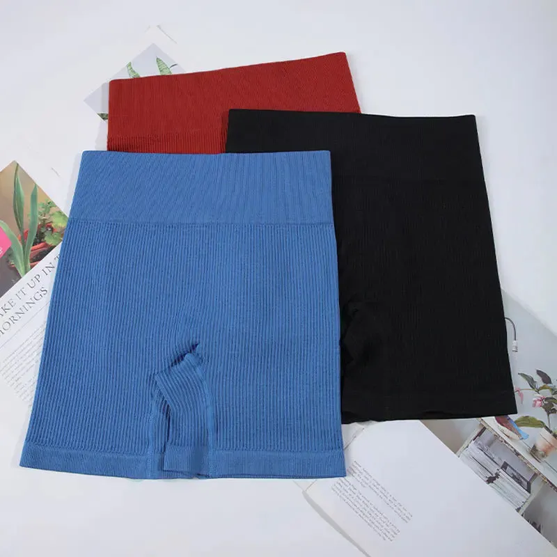 Seamless Ribbed Yoga Shorts For Women High Waisted Biker Tights