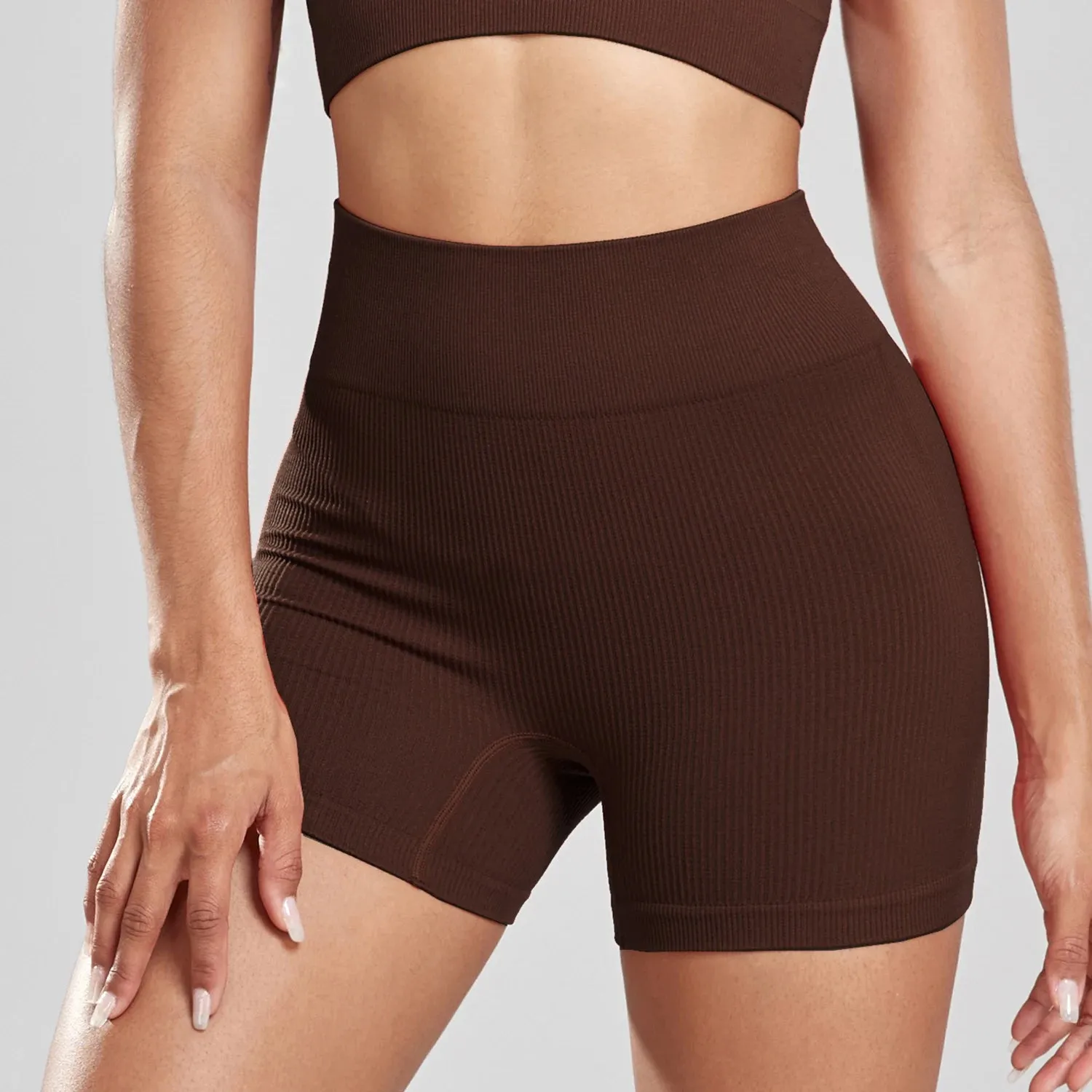 Seamless Ribbed Yoga Shorts For Women High Waisted Biker Tights