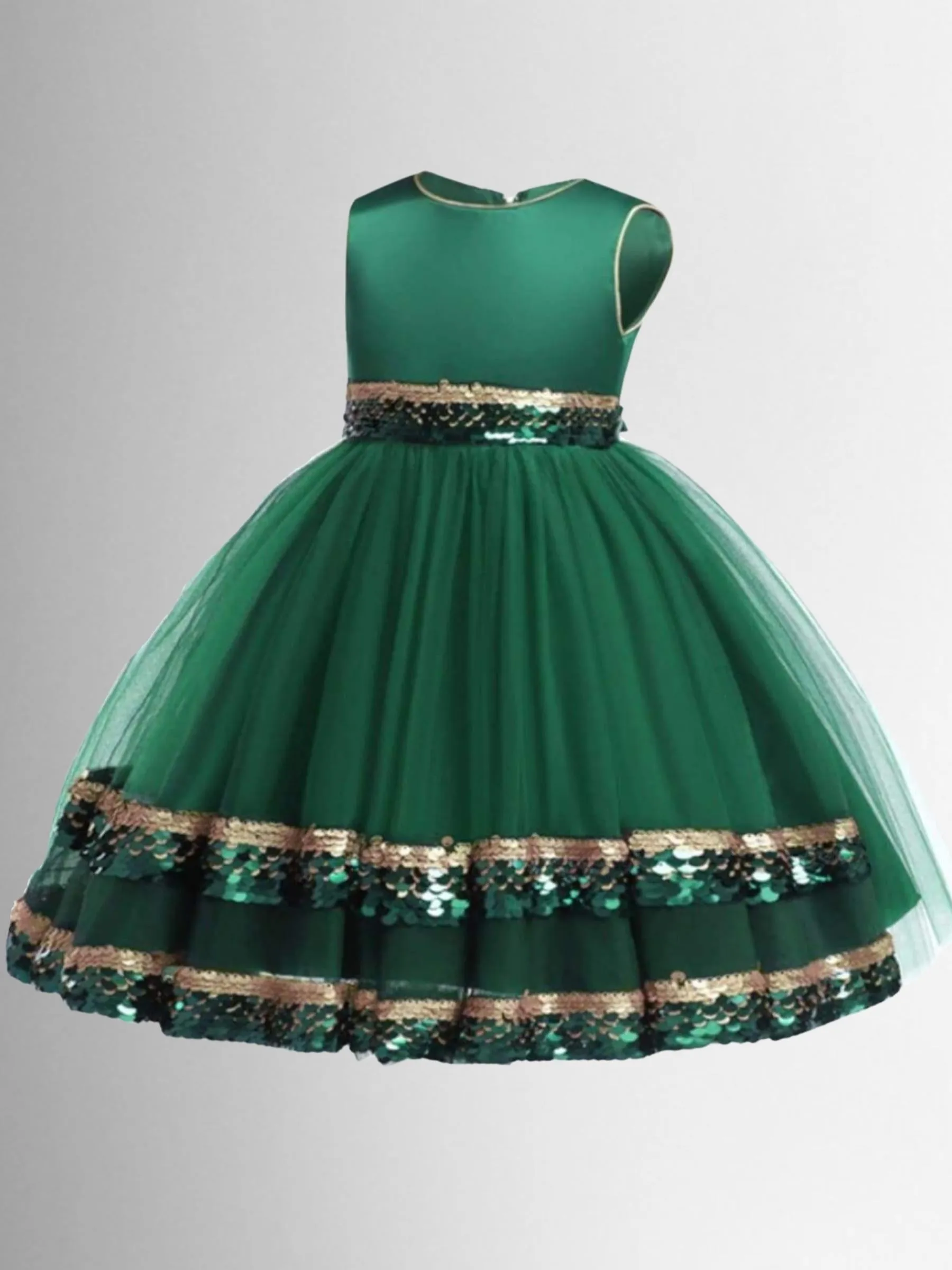 Season of Sparkle Green Tiered Holiday Dress