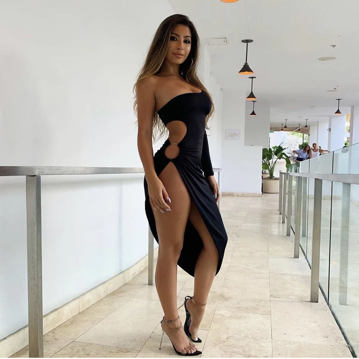 Seductive Buckle Slit Sexy Dress - Culture Heaven Special