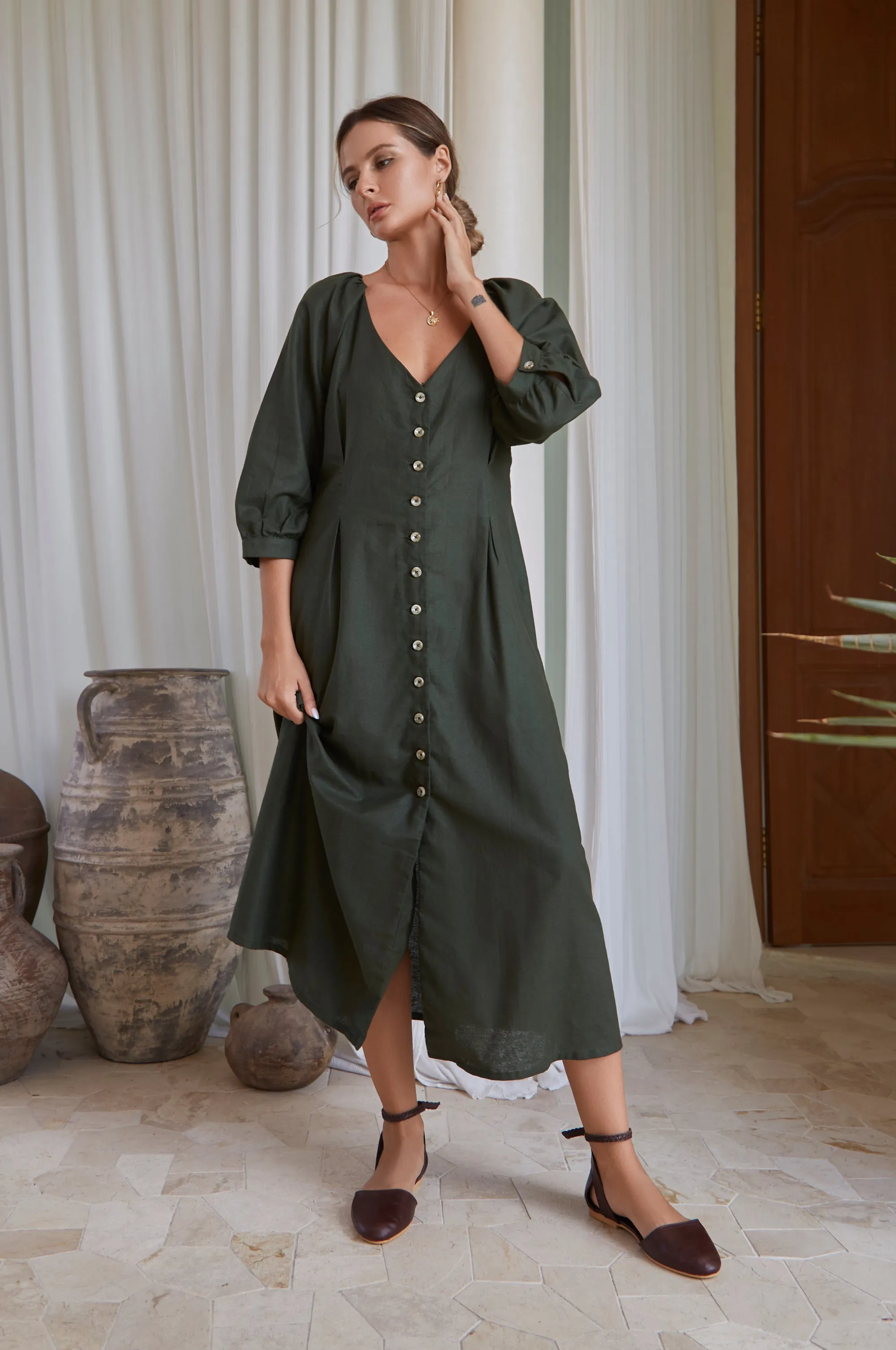 Selene Belted Midi Dress